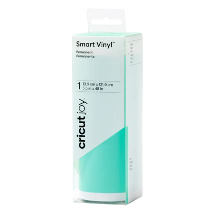2009840 - Cricut Joy Permanent Smart Vinyl Mint; 1 roll 5.5 in x 48 in (13.9 cm x 121.9 cm); Matte finish; Works without a machine mat – just load & go!; Dishwasher friendly; Weather-resistant, ideal for outdoor projects; For Cricut Joy™